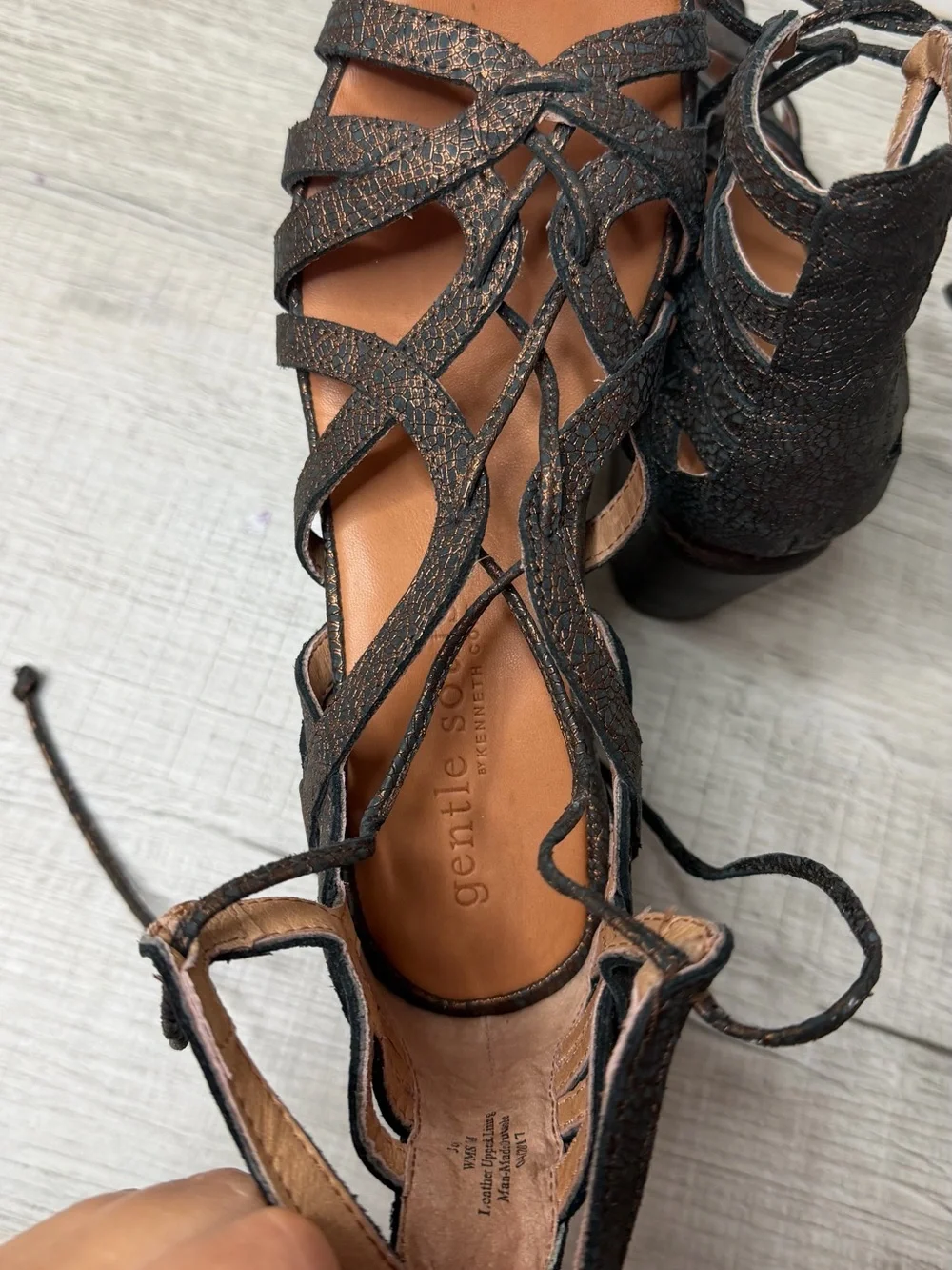 Women’s Black Lace-Up Wedge Sandals